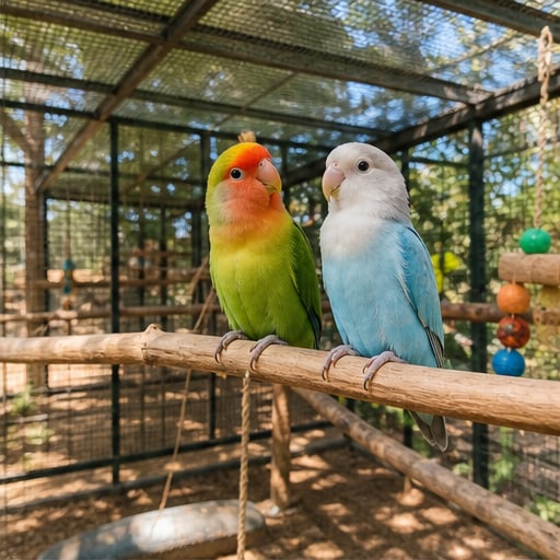 Pareja de aves criadas responsablemente