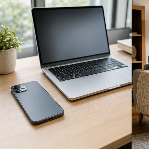 Notebook ultraliviana y smartphone