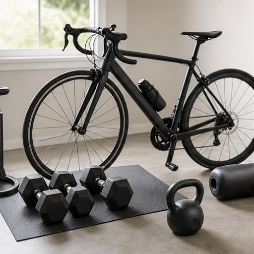 Bicicleta de ruta y equipo de entrenamiento